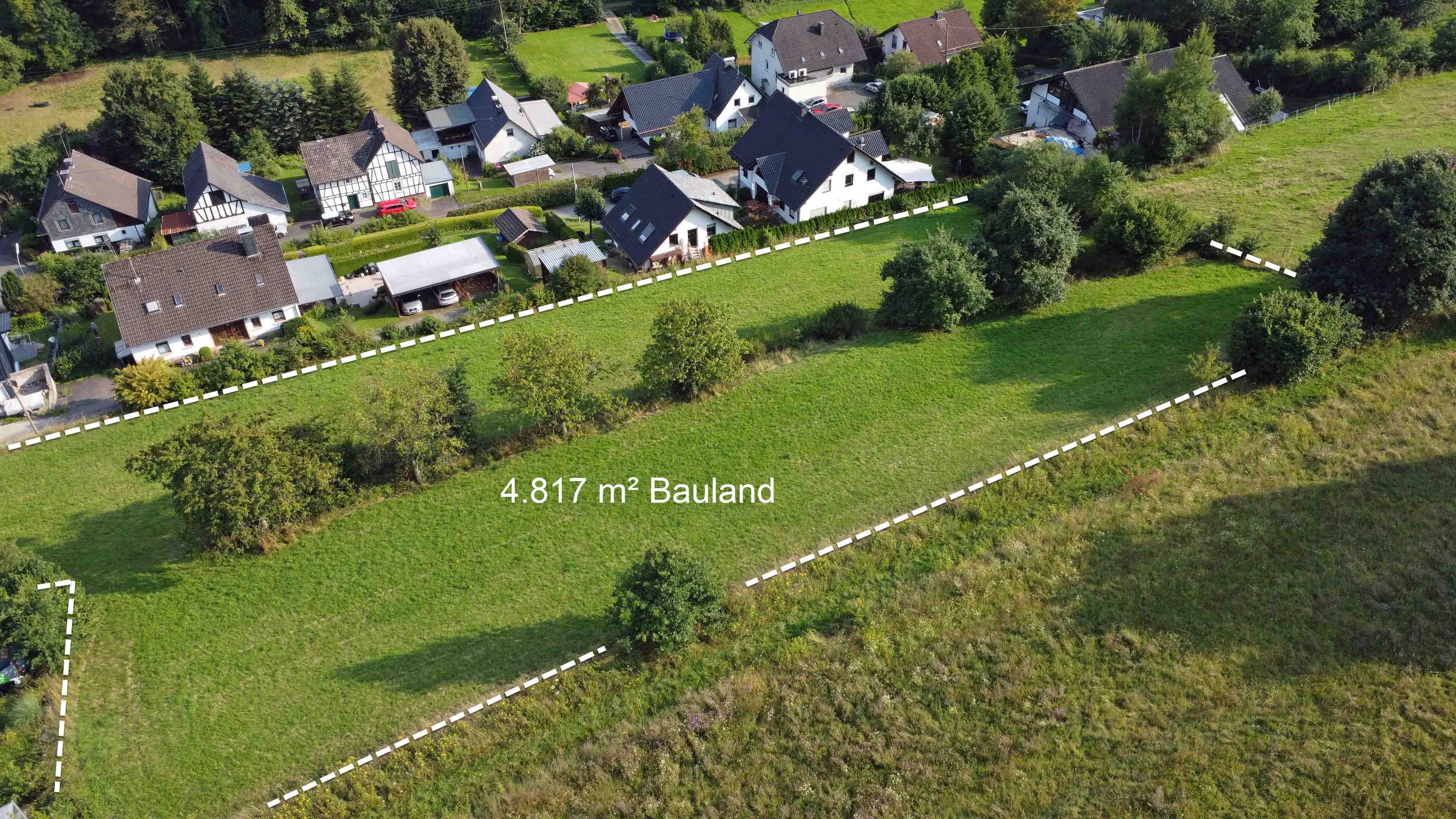 Morsbach-Ellingen: 4.817 m² Bauland in traumhafter Ortsrandlage, Draufsicht von der Berg-/ Nordseite
